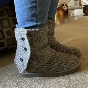 Grey Crady Knit Button Uggs